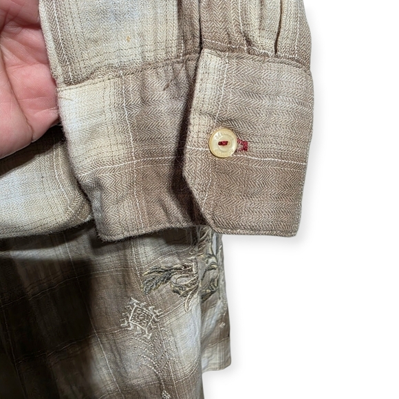 EUC 3J WORKSHOP JOHNNY WAS PLAID BUTTON-DOWN FLORAL EMBROIDERY SZ M - Picture 6 of 10